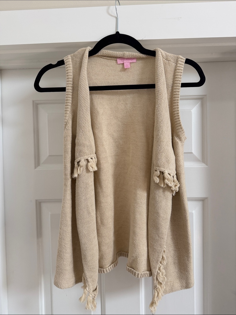 Lilly Pulitzer Beige Fringe Knit Shrug